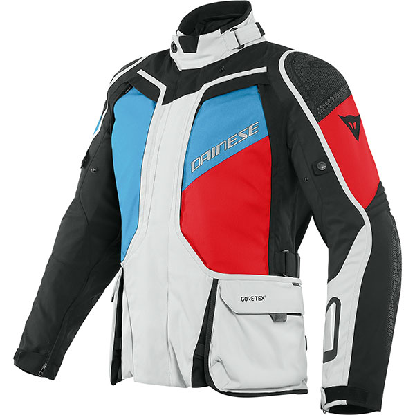 Image of Dainese D-Explorer 2 Gore-Tex Textile Jacket - Glacier Grey / Blue / Red / Black