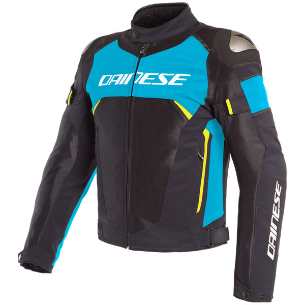 Image of Dainese Dinamica Air D-Dry Textile Jacket - Black / Fire Blue / Fluo Yellow