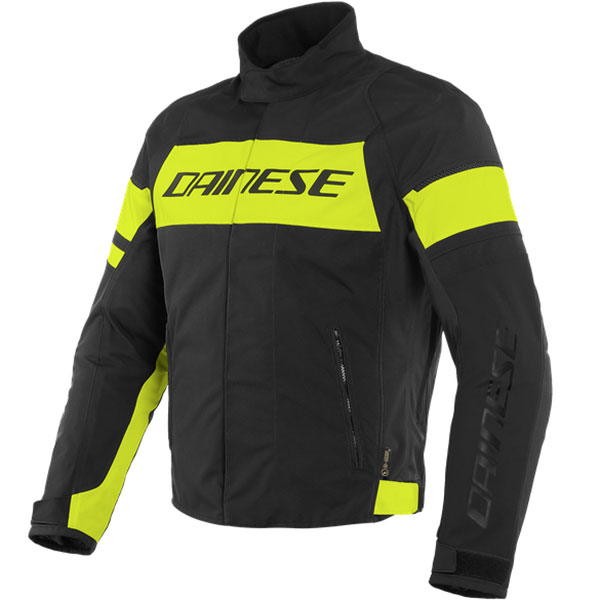 Image of Dainese Saetta D-Dry Textile Jacket - Black / Fluo Yellow