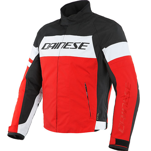 Image of Dainese Saetta D-Dry Textile Jacket - White / Lava Red / Black