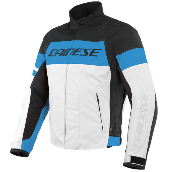 Image of Dainese Saetta D-Dry Textile Jacket - White / Performance Blue / Black