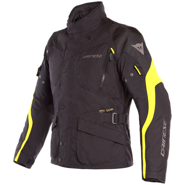 Image of Dainese Tempest 2 D-Dry Textile Jacket - Black / Black / Fluo Yellow
