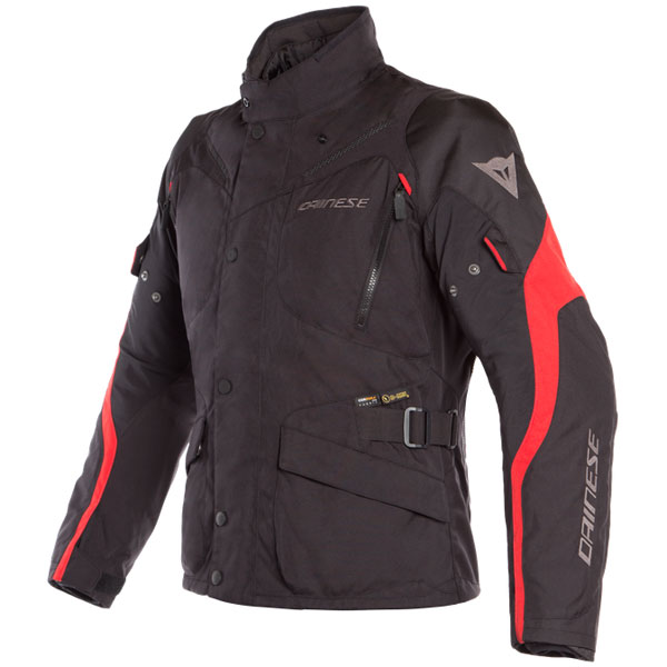 Image of Dainese Tempest 2 D-Dry Textile Jacket - Black / Black / Tour Red