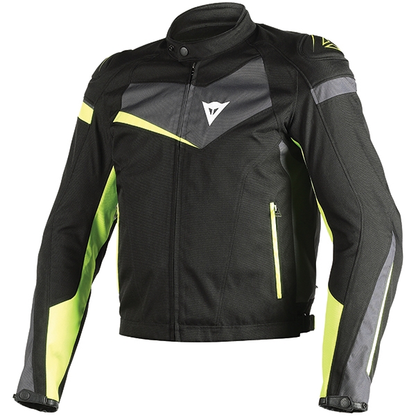 Image of Dainese Veloster Textile Jacket - Black / Ebony / Fluo Yellow