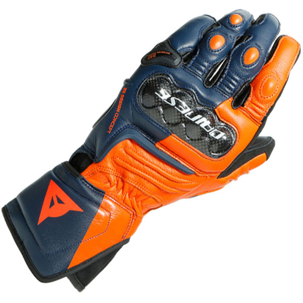 Image of Dainese Carbon 3 Long Gloves - Black Iris / Flame Orange / Fluo Red