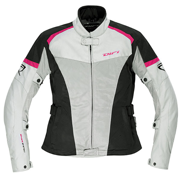 Image of Difi Ladies San Diego Textile Jacket - Silver Grey / Pink / Black