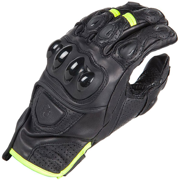 Image of DXR Curbstones CE Leather Gloves - Black / Yellow Fluo