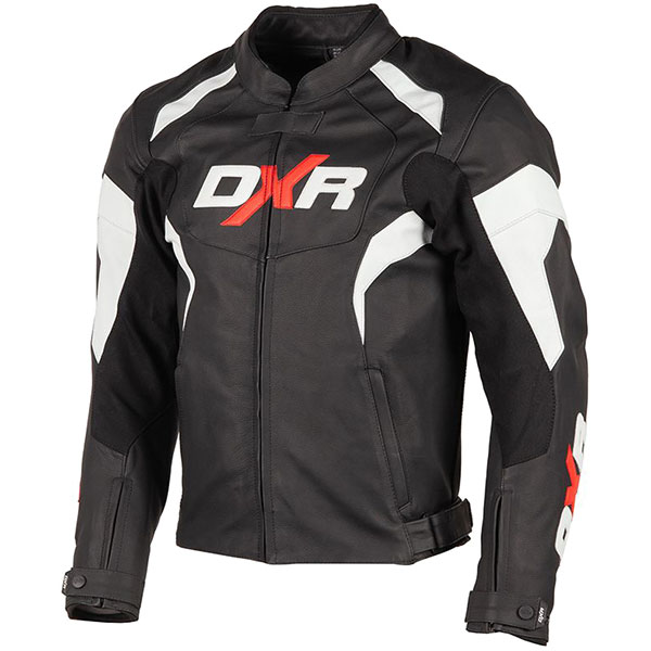 DXR Blast CE Leather Jacket - Black / White - FREE UK DELIVERY