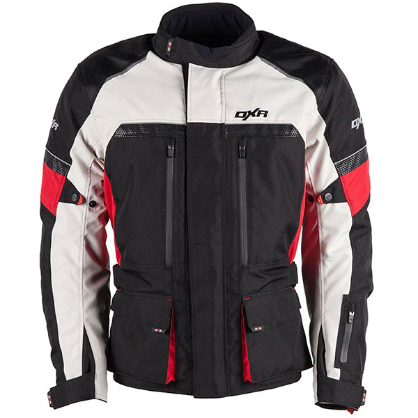 Image of DXR Roadtrip CE Textile Jacket - Black / Light Grey / Red