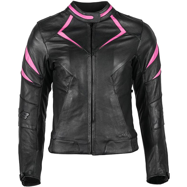 Image of DXR Ladies Diva Racer CE Leather Jacket - Black / Fuchsia