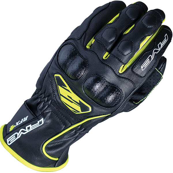 Image of Five RFX4 Replica Leather Gloves - Black / Fluo Yellow