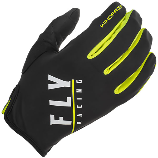 Fly Racing Windproof Lite Textile Gloves Black / HiVis FREE UK