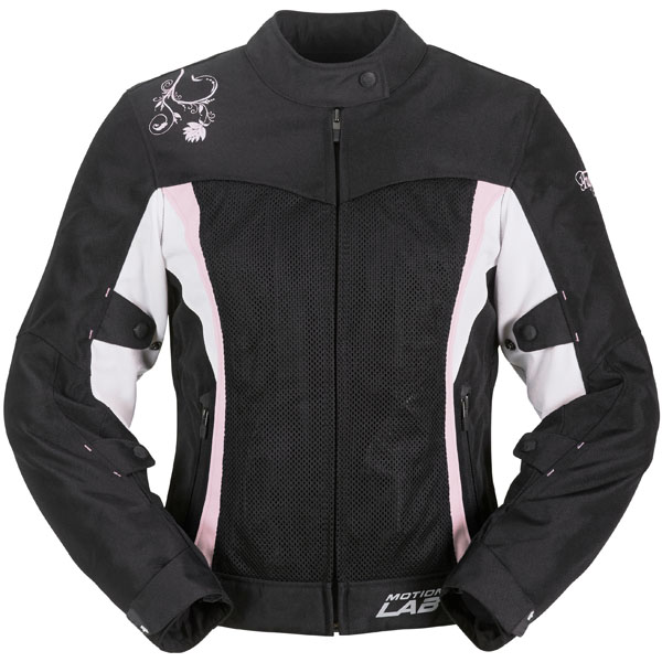 Image of Furygan Ladies Nina Vented 2-in-1 Textile Jacket - Black / White / Rose