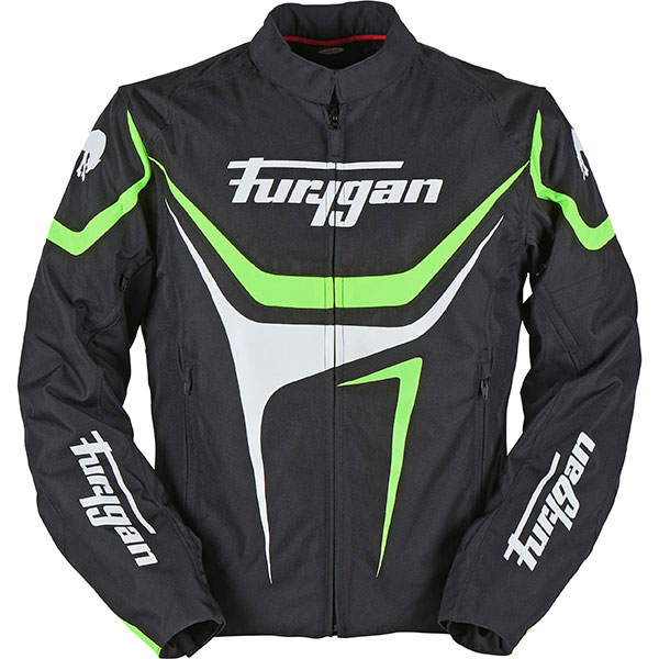 Image of Furygan Oggy Textile Jacket - Black / White / Fluo Green