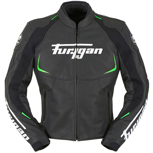 Image of Furygan Spectrum Leather Jacket - Black / Green