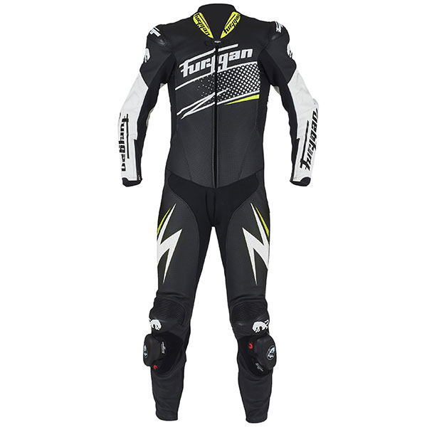 Image of Furygan Full Ride Piece Suit - Black / White / Yellow