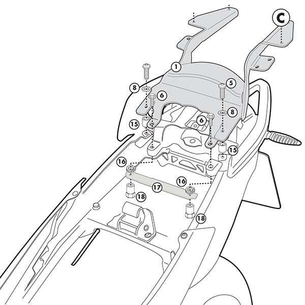 Image of Givi SR5100M Monolock Rear Rack - BMW R1200 R