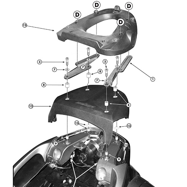 Image of Givi E221M Monolock Adaptor Plate - Honda NT700V / A Deauville