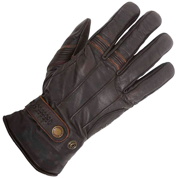 Image of Helstons Leather Brod Pull up Gloves - Brown