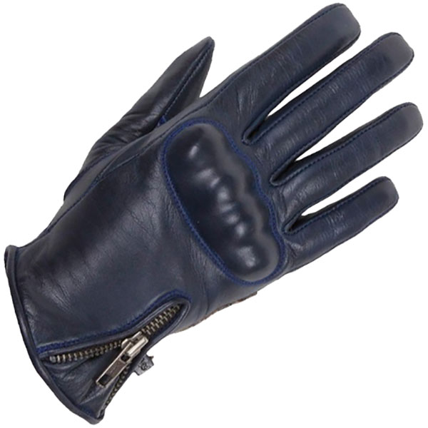 Image of Helstons Ladies Leather Zigy Gloves - Blue / Beige