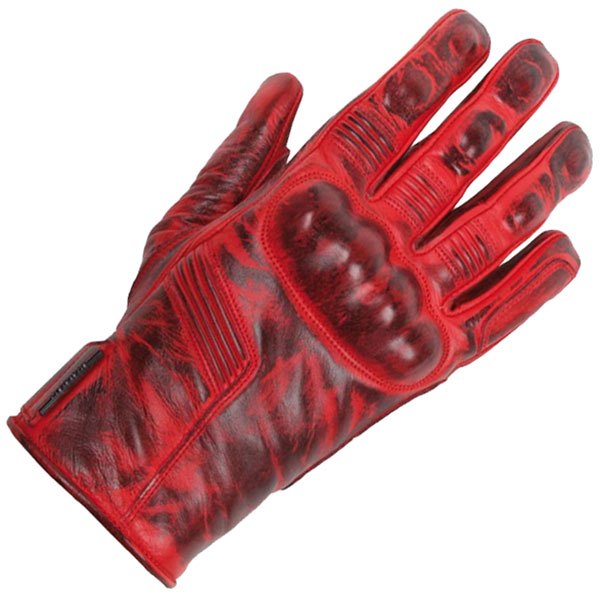 Image of Helstons Ladies Leather Lightning Gloves - Red