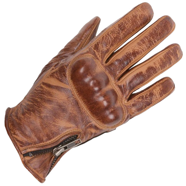 Image of Helstons Ladies Leather Zigy Gloves - Camel / Black