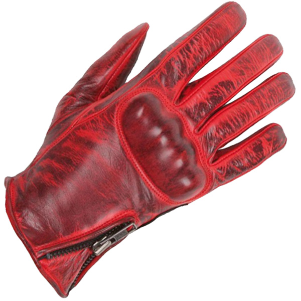 Image of Helstons Ladies Leather Zigy Gloves - Red / Black