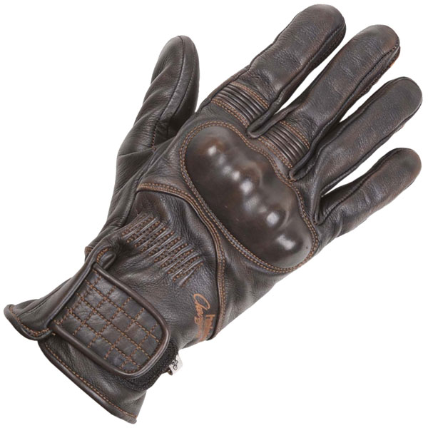 Image of Helstons Leather Carbon Protect Gloves - Brown