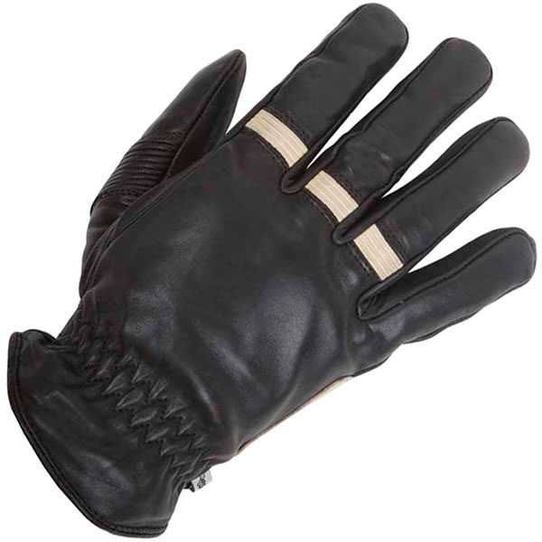 Image of Helstons Leather Velvet Soft Gloves - Black / Beige