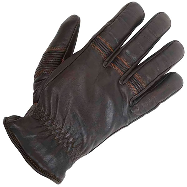 Image of Helstons Leather Velvet Pull-up Gloves - Brown / Black