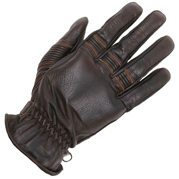 Image of Helstons Leather Velvet Pull-up Gloves - Brown