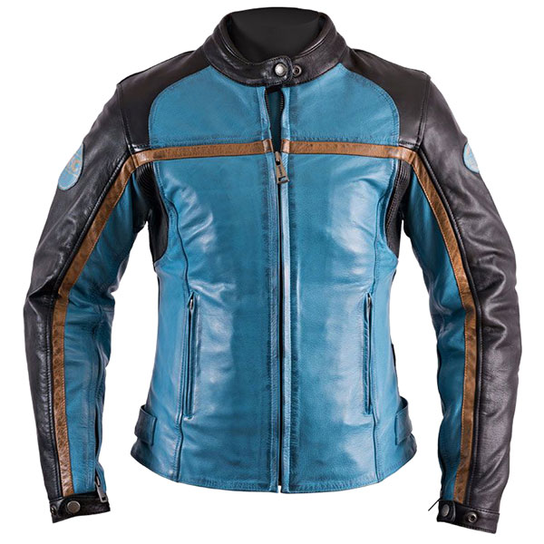 Image of Helstons Ladies Leather Daytona Jacket - Blue / Black
