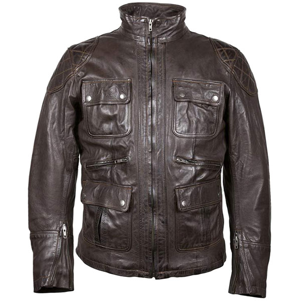 Image of Helstons Leather Hunt Rag Jacket - Brown