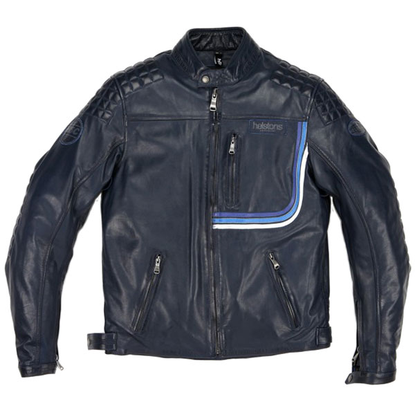Image of Helstons Leather Sonny Rag Jacket - Blue