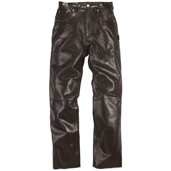 Image of Helstons Corden Leather Jeans - Brown