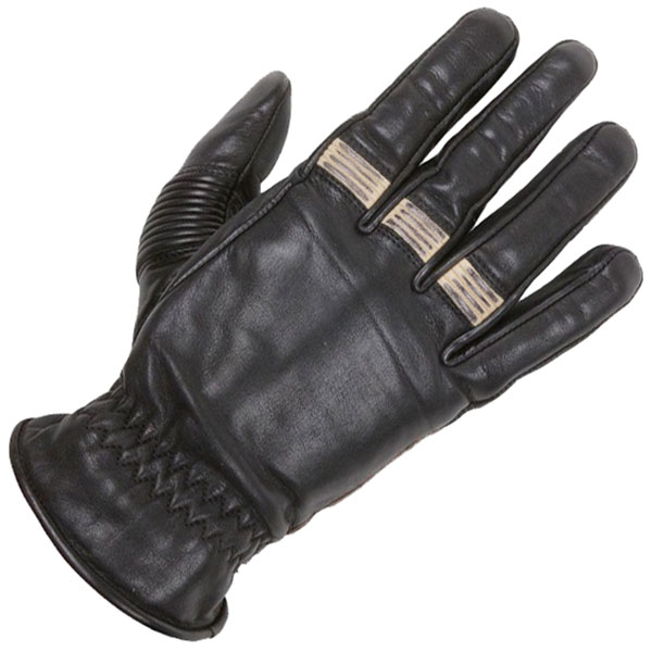 Image of Helstons Leather Velvet Pull-up Gloves - Black / Beige