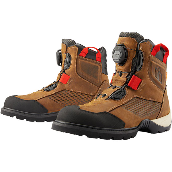 Icon Stormhawk Waterproof Leather Boots Brown FREE UK DELIVERY