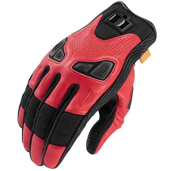 Image of Icon Automag Short Gloves - Red / Black