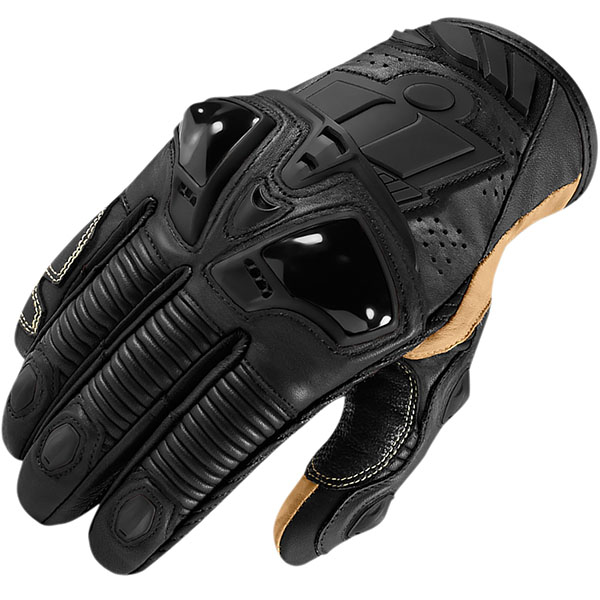 Image of Icon Hypersport Short Leather Gloves - Stealth Black