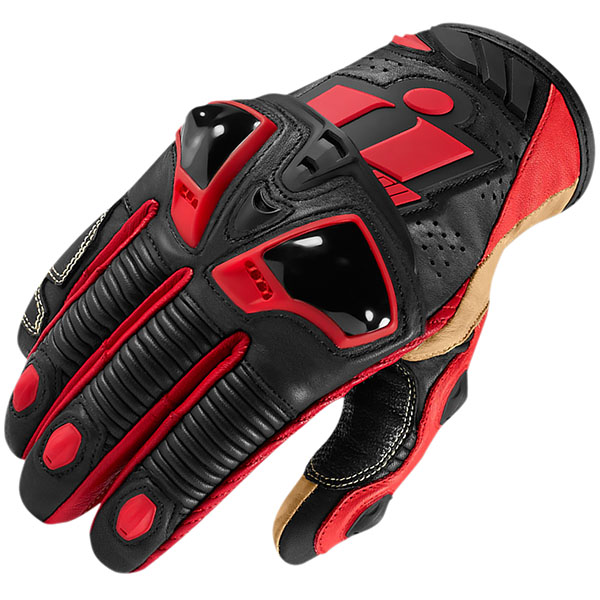 Image of Icon Hypersport Short Leather Gloves - Red