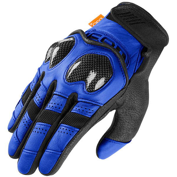 Image of Icon Contra 2 Leather Gloves - Blue