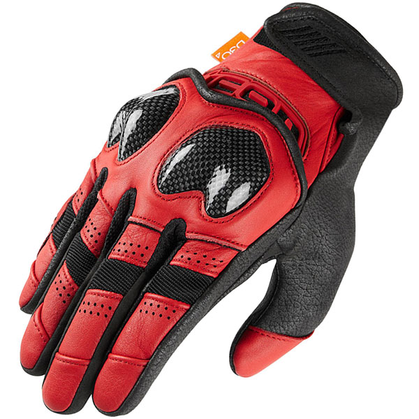 Image of Icon Contra 2 Leather Gloves - Red