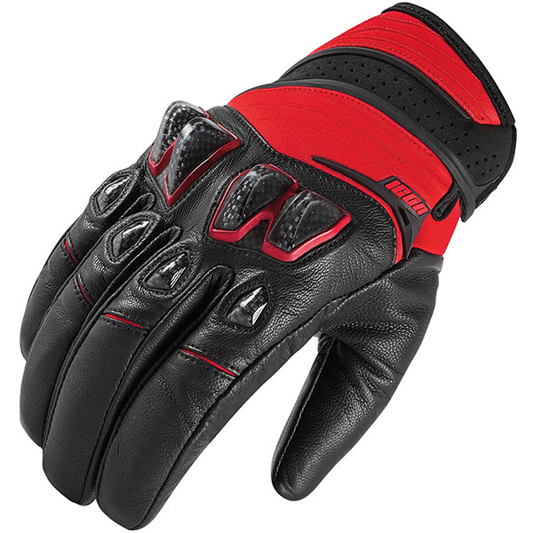 Image of Icon Konflict Leather Gloves - Black / Red