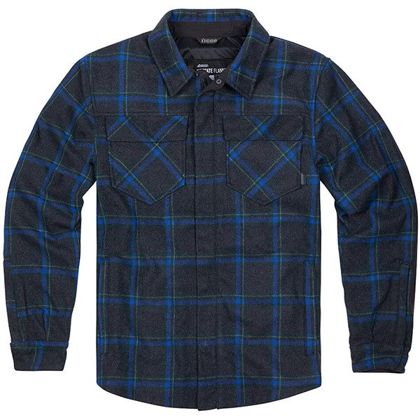 Icon Upstate Flannel Textile Riding Shirt - Blue - FREE UK DELIVERY