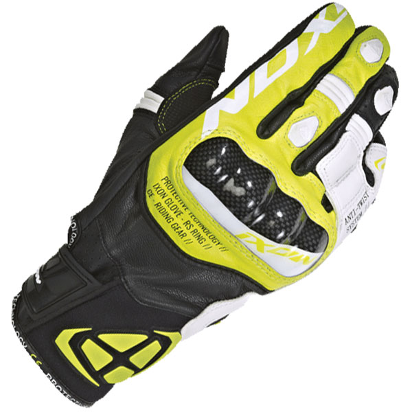 Image of Ixon RS Ring Gloves - Black / White / Fluo Yellow