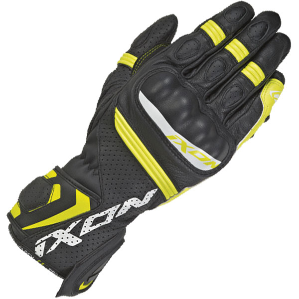 Image of Ixon RS Tempo Air Leather Gloves - Black / Fluo Yellow