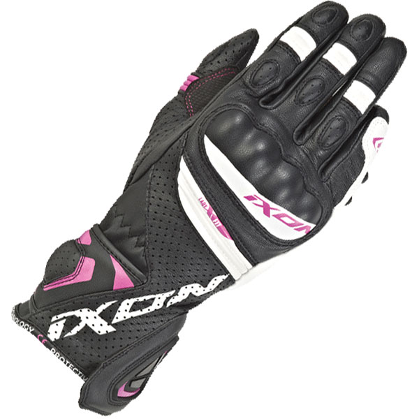 Image of Ixon Ladies RS Tempo Air Leather Gloves - Black / White / Fuchsia