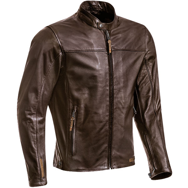 Image of Ixon Crank Air Leather Jacket - Brown