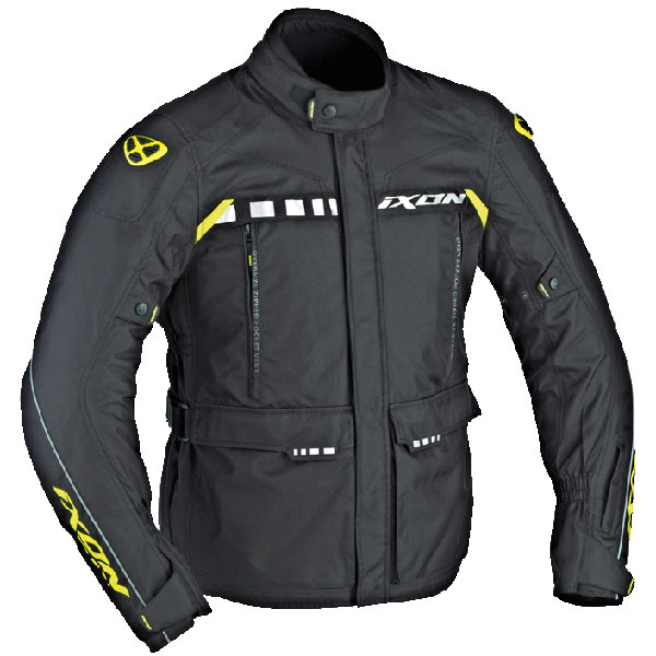 Image of Ixon Corsica Textile Jacket - Black / Fluo Yellow