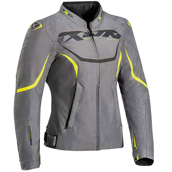 Image of Ixon Ladies Sprinter Textile Jacket - Grey / Bright Yellow